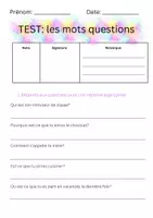 Vorschau - Test - test sur mots questions - Test zu Fragewörter (Französisch) - Deckblatt