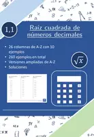 Vista previa - Hojas de trabajo - Raíz cuadrada de números decimales | matemáticas | 26 columnas - Portada