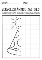 Vorschau - Mal- und Bastelvorlagen - Fasching & Karneval Symmetrie - Kunst für Vertretungsstunden - Seite 1
