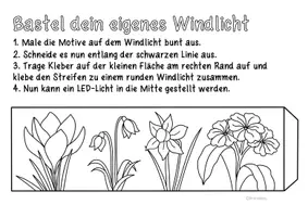 Vorschau - Arbeitsblätter - Frühblüher Windlichter zum Ausmalen & Basteln für die Winterzeit & Frühlingszeit - Seite 1