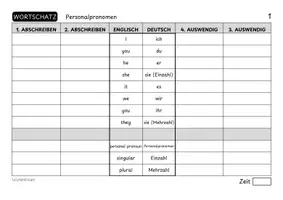 Vorschau - Arbeitsblätter - Vokabelübung - Personalpronomen (Englisch) - Seite 1