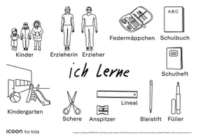 Vorschau - Bildkarten - Deutsch Lernhilfe – Bildkarten A4 // ICOON for kids Bildwörterbuch - Seite 1