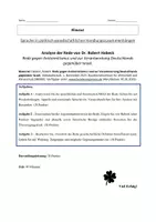 Vorschau - Arbeitsblätter - Klausur - Sprache in politisch-gesellschaftlichen Handlungszusammenhängen - Analyse der Rede von Dr. Robert Habeck - Rede gegen Antisemitismus und zur Verantwortung Deutschlands gegenüber Israel - Seite 1