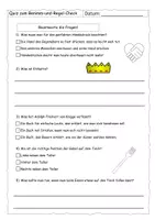 Vorschau - Arbeitsblätter - Quiz zum Benimm-und-Regel-Check (mit Lösung) - Deckblatt