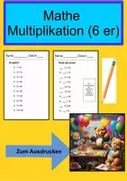 Vorschau - Arbeitsblätter - Multiplikation - 6 er Reihe zum Üben - Deckblatt