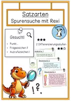 Vorschau - Unterrichtsreihen - Satzarten & Satzzeichen - Spurensuche mit Rexi - Deckblatt