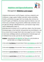 Vorschau - Arbeitsblätter - Übungstext "Mädchen und Jungen" (Adjektive) - Seite 1