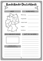 Vorschau - Arbeitsblätter - Deutsche Bundesländer - Merkblatt zum selbst Ausfüllen 🗺️💡🇩🇪 - Deckblatt