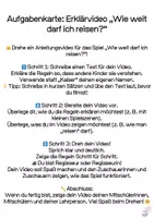 Vorschau - Aufgabenkarten - Aufgabenkarte Wie weit darf ich reisen? Erklärvideo für den Sportunterricht drehen - Deckblatt