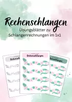 Vorschau - Arbeitsblätter - Rechenschlangen im 1x1 Arbeitsblätter mit Lösungen - Deckblatt