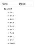 Vorschau - Arbeitsblätter - Multiplikation - die 9 er - Seite 2