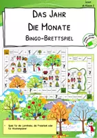 Vorschau - Stationenlernen - Jahreszeiten und Monate – Bingo-Brettspiel - Deckblatt