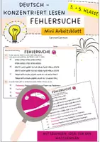 Vorschau - Arbeitsblätter - Fehlersuche im Text – (Konzentriertes Lesen, Genauigkeit Deutsch-Arbeitsblatt, 3. bis 5. Klasse) - Deckblatt