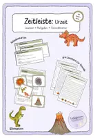 Vorschau - Arbeitsblätter - Zeitstrahl: Urzeit + Dinosaurier (Gruppenarbeit + Lesetext + Audiodatei) - Deckblatt