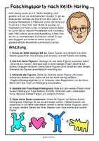 Vorschau - Arbeitsblätter - Pop Art Party nach Keith Haring - Kunstidee für Fasching & Karneval - Seite 1