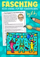 Vorschau - Arbeitsblätter - Pop Art Party nach Keith Haring - Kunstidee für Fasching & Karneval - Deckblatt