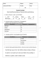 Vorschau - Arbeitsblätter - Kurztest Grammatik Rechtschreibung Präteritum Dehnung Schärfung - Deckblatt