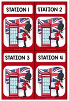 Vista previa - Tarjetas / Manipulativos - THE UNITED KINGDOM - Labels for the stations - página 1