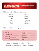 Vista previa - Hojas de trabajo - 3P LENGUA T5 SINONIMOS, ANTONIMOS Y ADJETIVOS - página 2