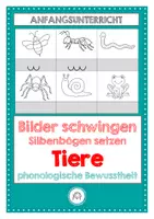 Vorschau - Arbeitsblätter - Wörter in Silben gliedern. Tiere - Deckblatt