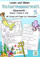 Vorschau - Arbeitsblätter - Klasse 1, 2 Lesen und Malen Sommer Leseübung zum Lesenlernen DaZ, DaF - Deckblatt