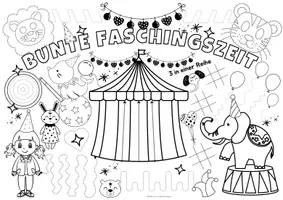 Vorschau - Arbeitsblätter - Schwungübungen Vorschule - Kreativmatte "Fasching" - Schwungübungen - malen & zeichnen | Vorschule | Schwungübungen Klasse 1 | Fasching Kindergarten | Aufgaben für Schnelle | Ich bin fertig Aufgaben | Lückenfüller | Ausmalbilder Fasching - Seite 1