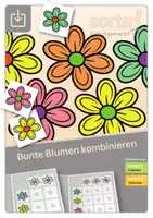 Vorschau - Stationenlernen - Klettmappen | Bunte Blumen kombinieren | Level 1 + 2 - Deckblatt