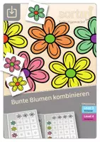 Vorschau - Stationenlernen - Klettmappen | Bunte Blumen kombinieren | Level 3 + 4 - Deckblatt