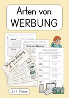 Vorschau - Arbeitsblätter - Arten von Werbung: Fächer & Arbeitsblatt (3./4. Klasse) - Deckblatt