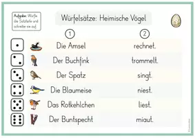 Vorschau - Arbeitsblätter - Würfelsätze: Heimische Vögel (dreifach differenziert) - Seite 1
