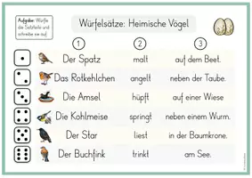 Vorschau - Arbeitsblätter - Würfelsätze: Heimische Vögel (dreifach differenziert) - Seite 2