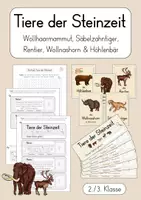 Vorschau - Arbeitsblätter - Tiere der Steinzeit: Arbeitsblätter & Bildkarten (2./3. Klasse) - Deckblatt