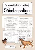 Vorschau - Unterrichtsreihen - Säbelzahntiger - Steinzeit: Forscherheft (2./3. Klasse) - Deckblatt