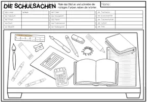 Vista previa - Hojas de trabajo - SCHULSACHEN - Lesen und Malen (4 niveles de diferenciación) - página 2