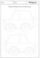 Vorschau - Arbeitsblätter - Graphomotorik / Nachspuren - Autos 10 Motive - Vorschule / Anfangsunterricht - Seite 1