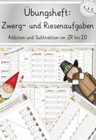 Vorschau - Arbeitsblätter - Übungsheft zu Zwerg- und Riesenaufgaben, Addition und Subtraktion im ZR bis 20, ZR bis 100, Förderheft, mit Lösungsheft - Deckblatt