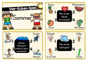 Vorschau - Spiele - Vier-Ecken-Spiel Sommer Grundschule – Bewegungsspiel & Kennenlernspiel (Klasse 2–4) | letzte Schulwochen - Seite 1
