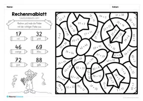 Vorschau - Arbeitsblätter - 8 Rechenmalblätter zum Fasching/Karneval: Zahlenraum 100 - Seite 2
