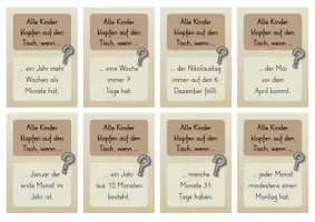 Vorschau - Spiele - Kalender: Monate & das Jahr - Alle Kinder klopfen auf den Tisch (Lesespiel) - Seite 3