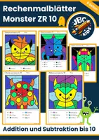 Vorschau - Arbeitsblätter - Rechenmalblätter Monster: Addition und Subtraktion ZR 10 - Deckblatt