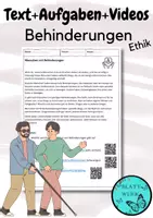 Vorschau - Arbeitsblätter - Menschen mit Behinderungen im Ethikunterricht: Text, Frage, Videos, Klasse 3,4 - Deckblatt