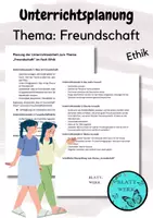 Vorschau - Stundenentwürfe - Planung Freundschaft - Deckblatt