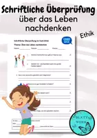 Vorschau - Test - Test_ schriftliche Überprüfung (Ethik): über das Leben nachdenken - Deckblatt