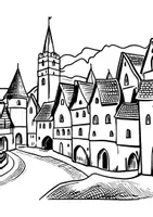 Vorschau - Arbeitsblätter - Mittelalter Stadt Ausmalbilder Fensterbilder Bilder zum Ausmalen - Seite 3