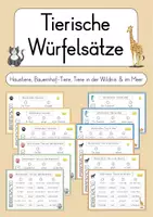 Vorschau - Spiele - Tierische Würfelsätze - Bauernhof, Haustiere, Meer & Wildnis (dreifach differenziert) - Deckblatt