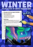 Vorschau - Arbeitsblätter - Polarlichter im Winter - Kunstidee mit Pastellkreide - Deckblatt