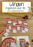 Vorschau - Anderer Materialtyp - Längen Ergänzen auf 1m (36 Aufgabekarten) - Deckblatt