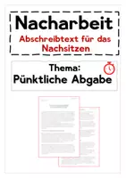 Vorschau - Arbeitsblätter - Nachsitzen, Nacharbeit, Abschreibtext, Text - Deckblatt