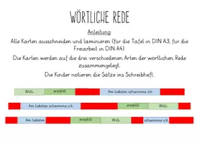 Vorschau - Präsentationen/Tafelbilder - wörtliche Rede - für die Tafel und die (Montessori) Freiarbeit - Seite 1