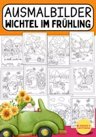 Vorschau - Mal- und Bastelvorlagen - Ausmalbilder Wichtel Frühling - Deckblatt